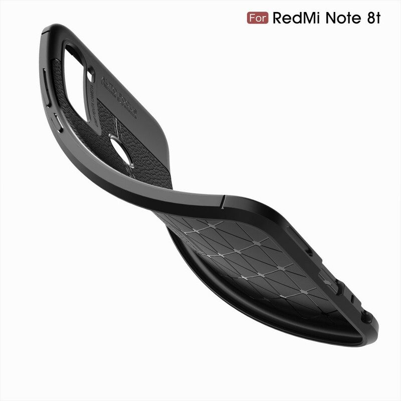 Skal För Xiaomi Redmi Note 8T Dubbellinje Litchi Lädereffekt