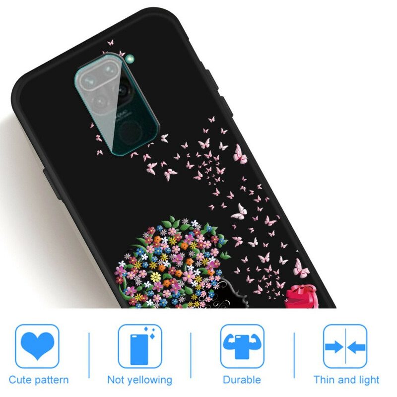 Skal För Xiaomi Redmi Note 9 Kvinna Med Blomhuvud