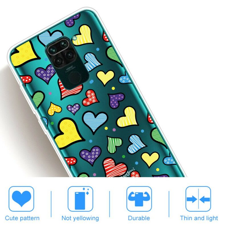 Skal För Xiaomi Redmi Note 9 Mångfärgade Hjärtan
