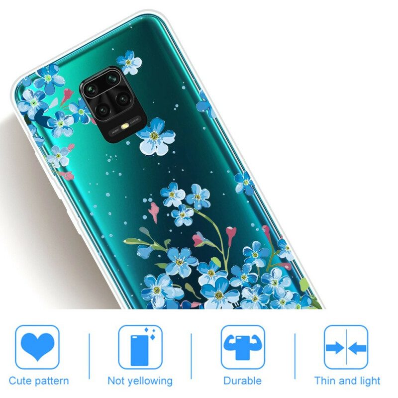 Skal För Xiaomi Redmi Note 9S / Note 9 Pro Blå Blommor