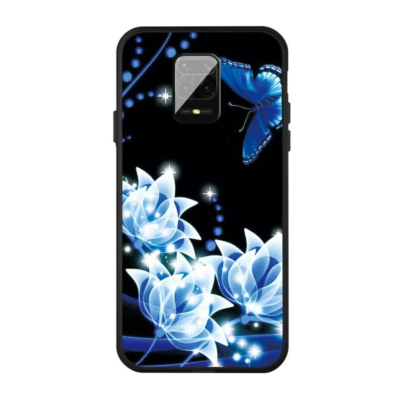 Skal För Xiaomi Redmi Note 9S / Note 9 Pro Fjäril Och Blå Blommor