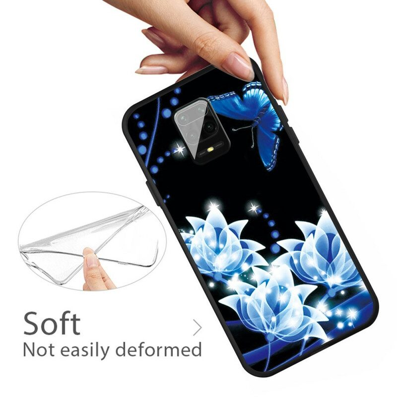 Skal För Xiaomi Redmi Note 9S / Note 9 Pro Fjäril Och Blå Blommor