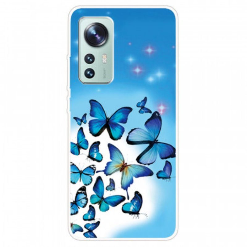 Skal Xiaomi 12 / 12X Silikonblå Fjärilar
