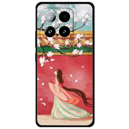 Skal Xiaomi 15 Pro Kvinna Och Persikoblommor