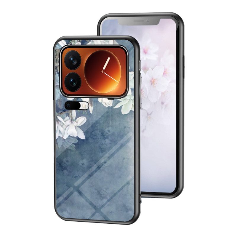 Skal Xiaomi 17 Pro Max Telefonfodral Blommönster I Härdat Glas