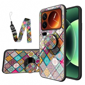 Skal Xiaomi 17 Pro Max Telefonfodral Patchwork-ställ Och Rem