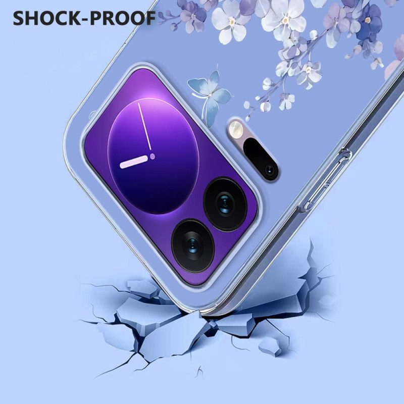 Skal Xiaomi 17 Pro Transparenta Fjärilar Och Blommor