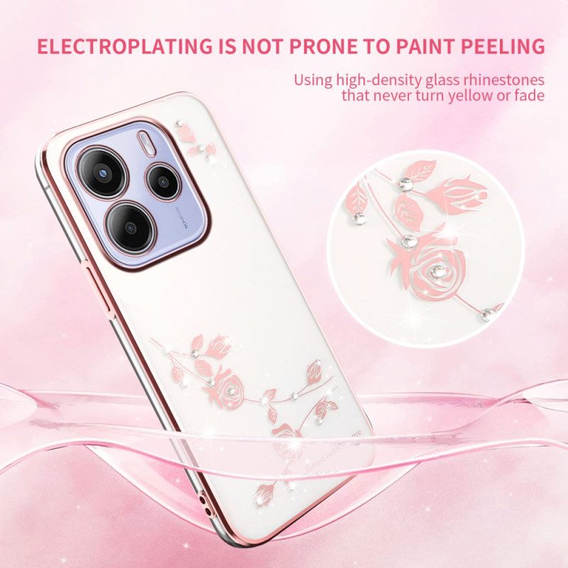 Skal Xiaomi Redmi Note 14 4g Telefonfodral Strass Och Blommor