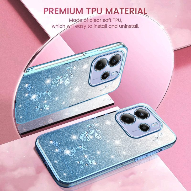 Skal Xiaomi Redmi Note 14 4g Tonade Blommor Med Glitter