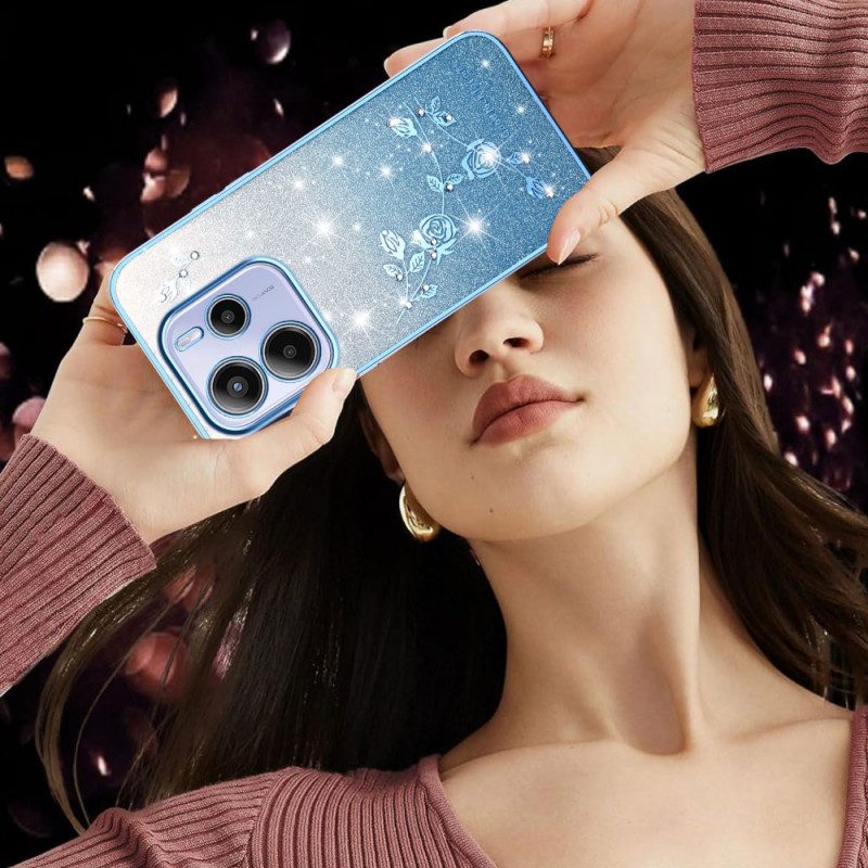 Skal Xiaomi Redmi Note 14 4g Tonade Blommor Med Glitter