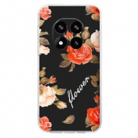 Skal Xiaomi Redmi Note 14 Pro 5g Blommor På Svart Bakgrund