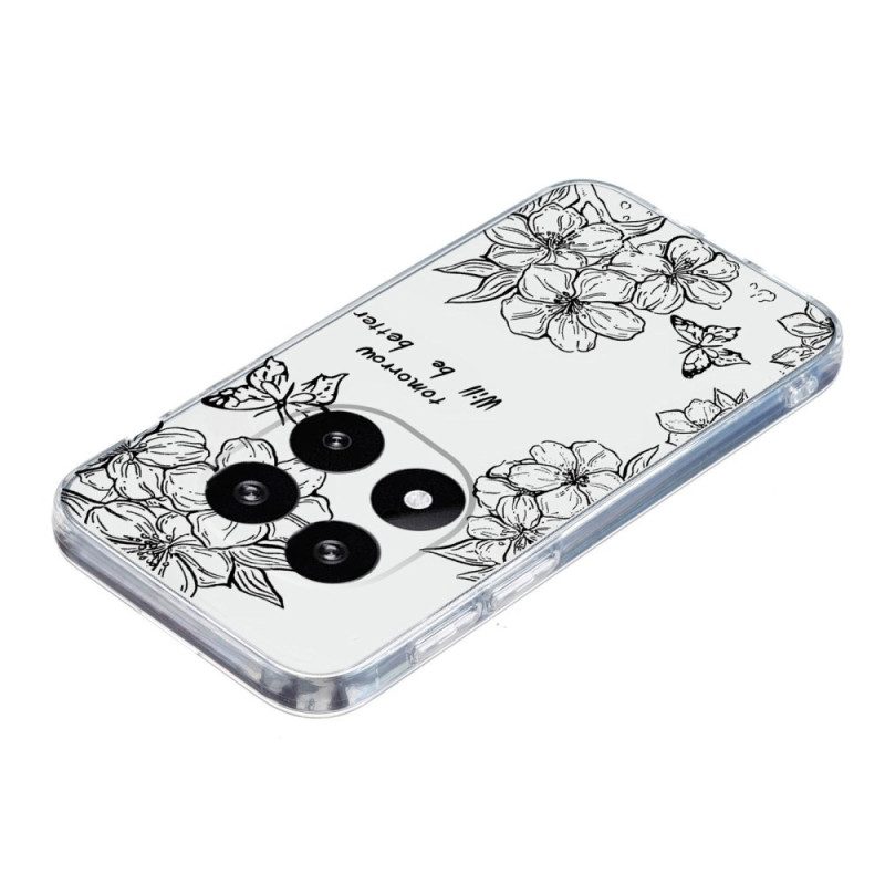 Skal Xiaomi Redmi Note 14 Pro 5g Fjärils- Och Blomteckning