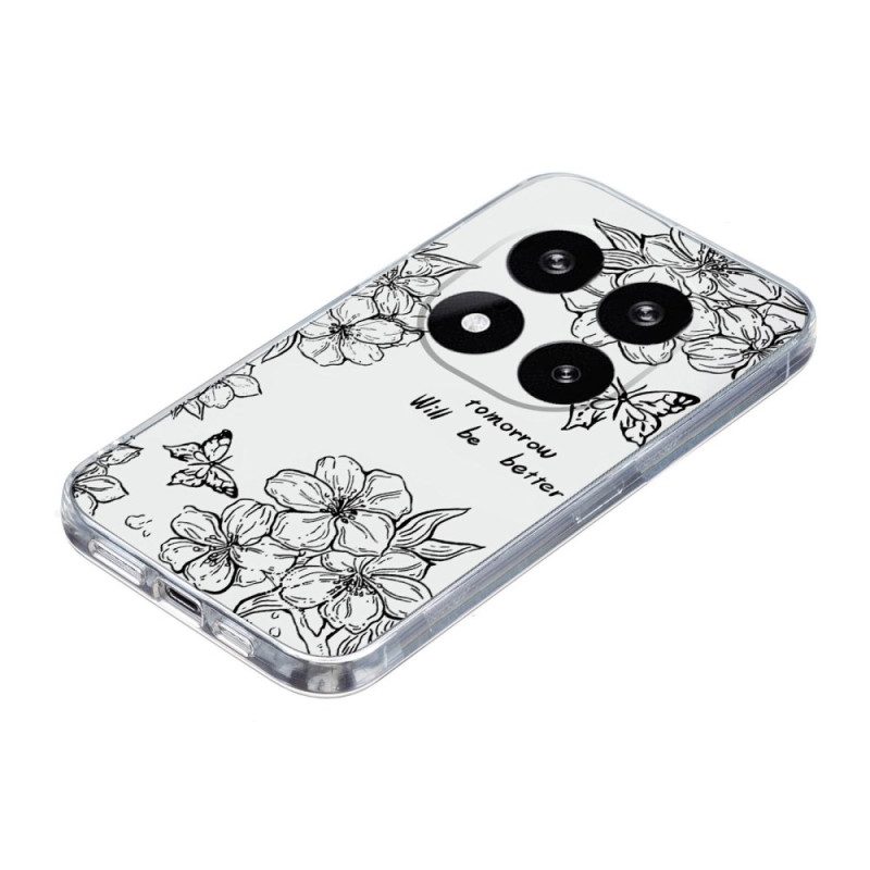Skal Xiaomi Redmi Note 14 Pro 5g Fjärils- Och Blomteckning