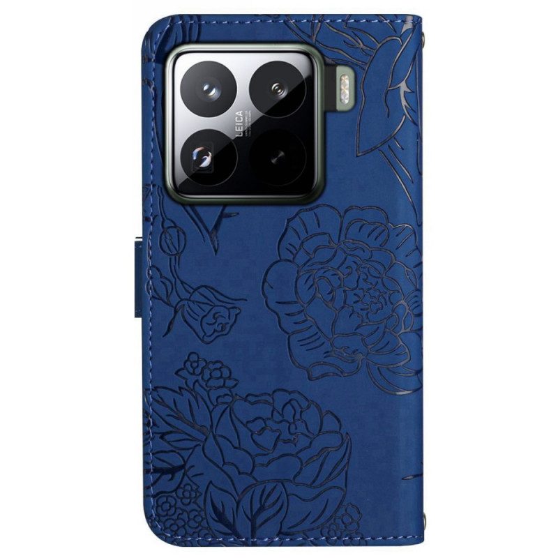 Skyddsfodral Xiaomi 15 Fjärilsmönstrat Nyckelband
