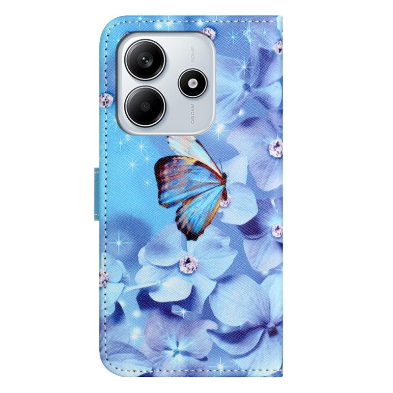 Skyddsfodral Xiaomi Redmi Note 14 4g Fjärilar Och Diamanter