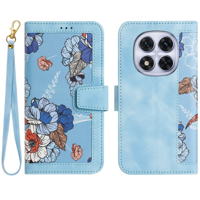 Skyddsfodral Xiaomi Redmi Note 14 Pro 4g Grafiska Blommor Med Rem