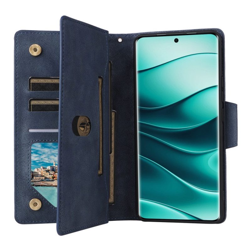Skyddsfodral Xiaomi Redmi Note 14 Pro 4g Plånbok Med Dragkedja Och Rem