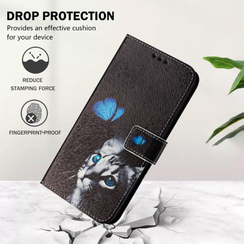 Skyddsfodral Xiaomi Redmi Note 14 Pro Plus 5g Fjärils- Och Kattmönster