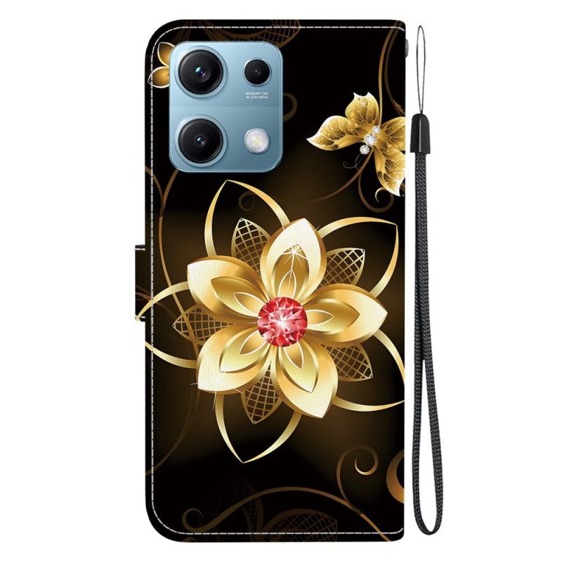 Skyddsfodral Xiaomi Redmi Note 14s Guldfärgade Blommönster