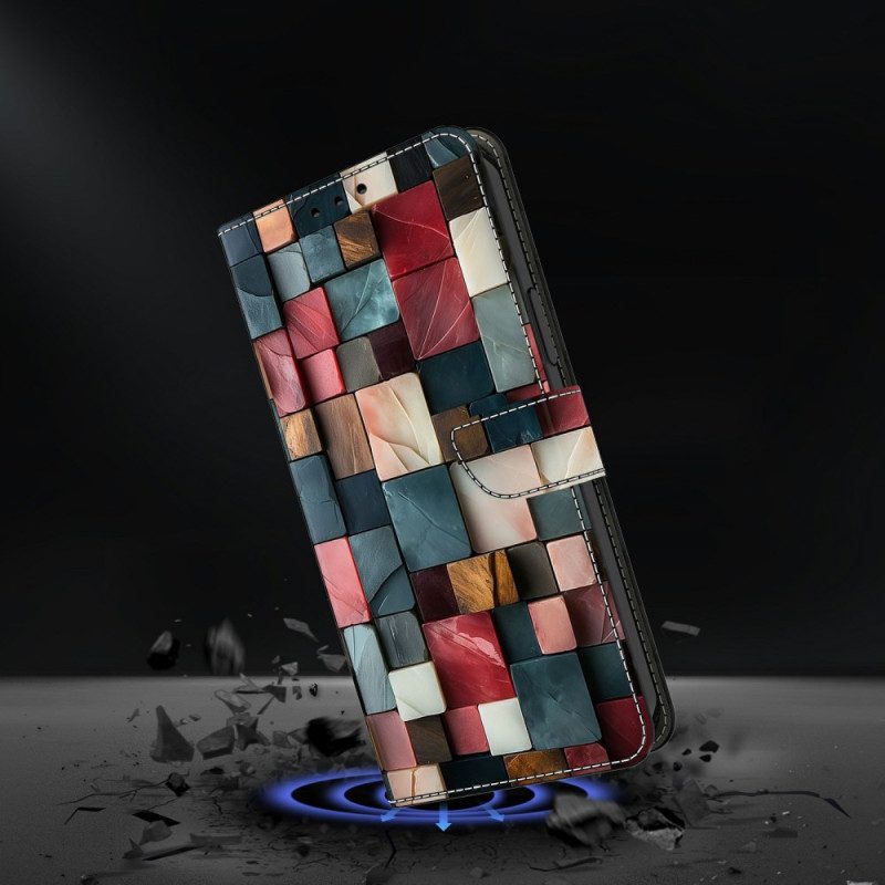 Skyddsfodral Xiaomi Redmi Note 15 5g Med Hopfällbart Stativ - Färgglatt Tegelmönster