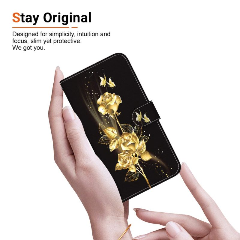 Skyddsfodral Xiaomi Redmi Note 15 Pro 5g Gyllene Fjäril Och Rosor