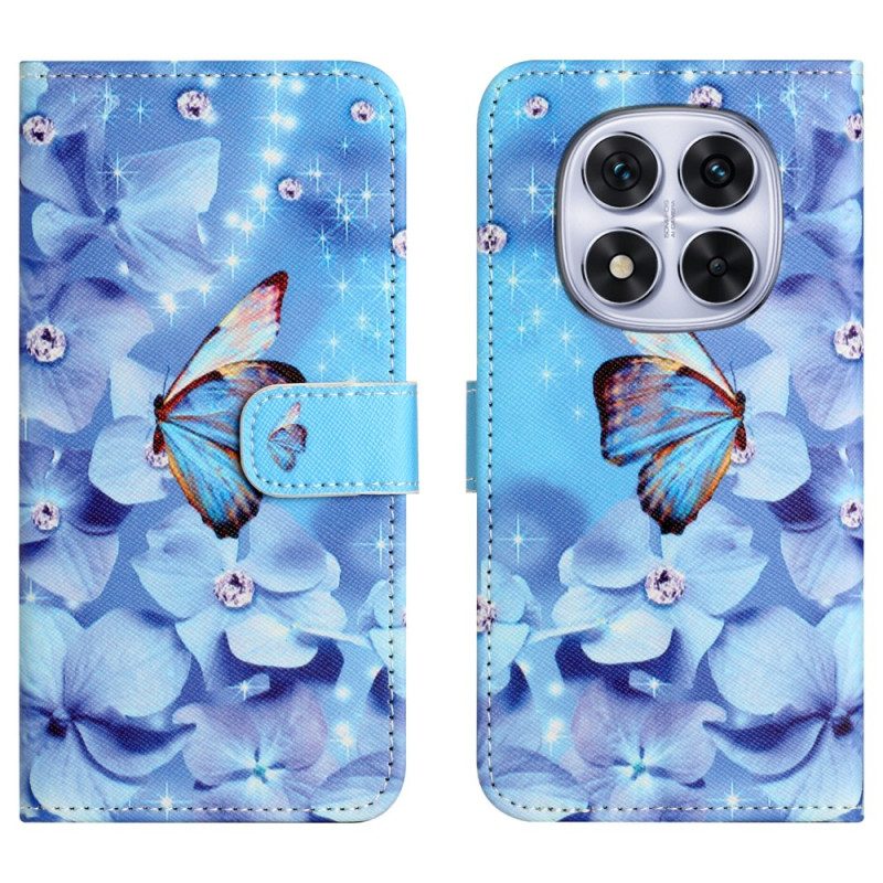 Skyddsfodral Xiaomi Redmi Note 15 Pro Plus 5g Blommor Och Blå Fjärilar