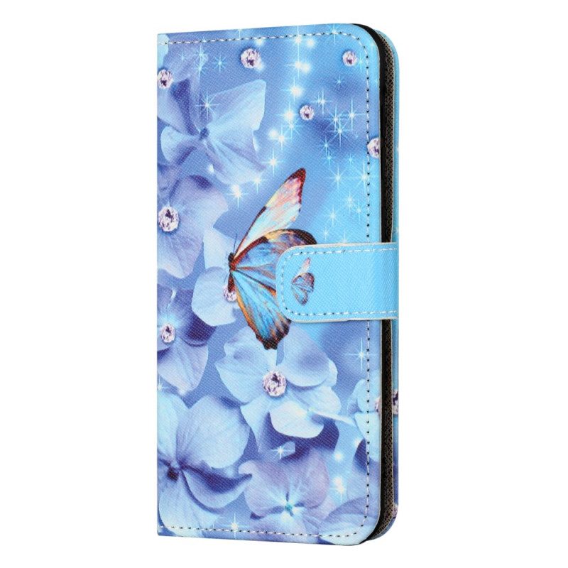 Skyddsfodral Xiaomi Redmi Note 15 Pro Plus 5g Blommor Och Blå Fjärilar