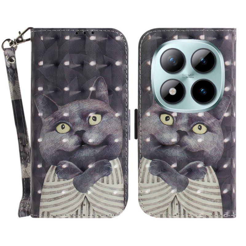 Skyddsfodral Xiaomi Redmi Note 15 Pro Plus 5g Grå Katt Med Rem