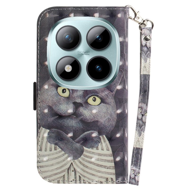 Skyddsfodral Xiaomi Redmi Note 15 Pro Plus 5g Grå Katt Med Rem