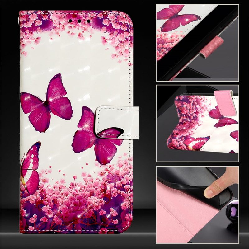 Skyddsfodral Xiaomi Redmi Note 15 Pro Plus 5g Rosa Fjärilar