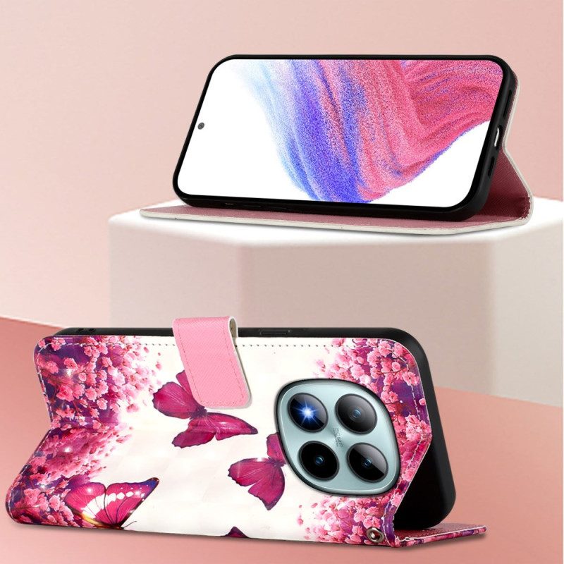 Skyddsfodral Xiaomi Redmi Note 15 Pro Plus 5g Rosa Fjärilar
