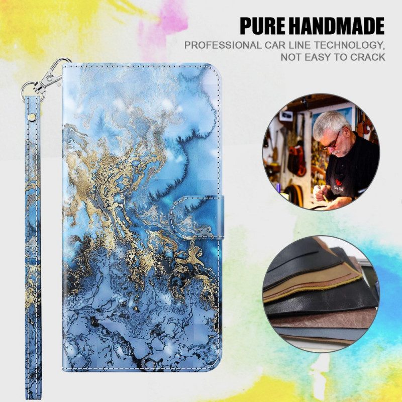 Fodral För Google Pixel 6 Pro Light Spot Marble Design Med Lanyard