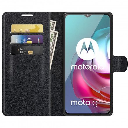 Fodral För Moto G10 / G30 Klassisk Litchieffekt