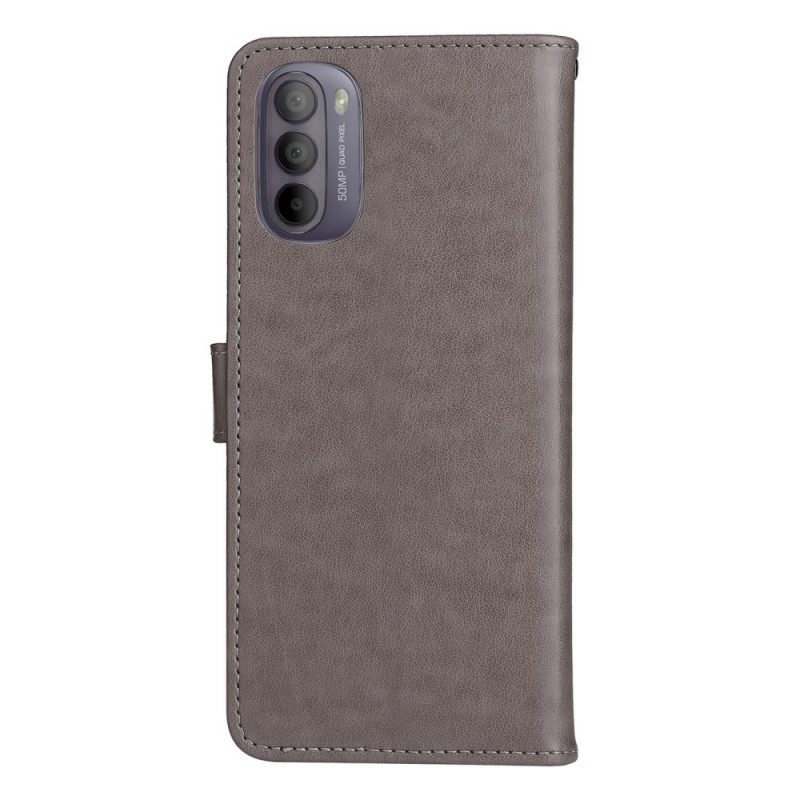 Fodral För Moto G31 / Moto G41 Med Kedjar Katt Och Bi Med Rem