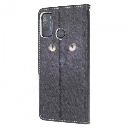 Fodral För Moto G50 Med Kedjar Thong Black Cat Eyes