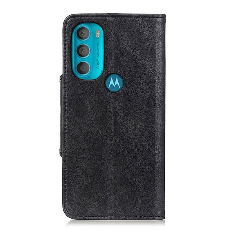 Fodral För Moto G71 5G Vintage Konstläder Och Knapp