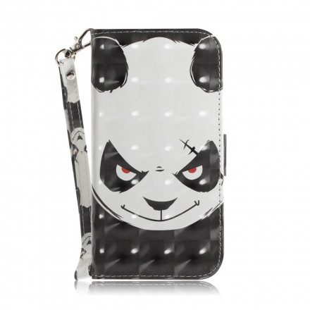 Fodral För Moto G9 Play Med Kedjar Angry Panda Med Rem