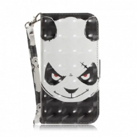 Fodral För Moto G9 Play Med Kedjar Angry Panda Med Rem