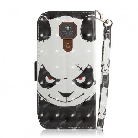 Fodral För Moto G9 Play Med Kedjar Angry Panda Med Rem