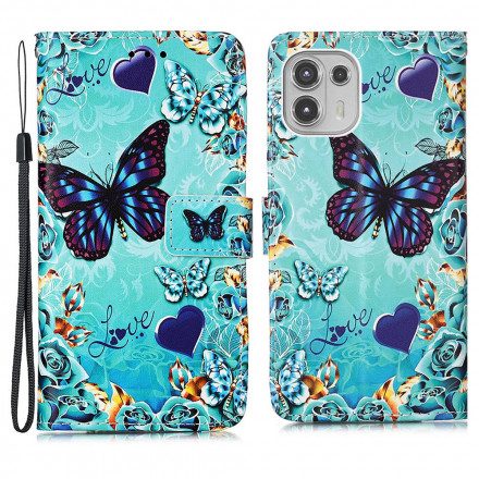Fodral För Motorola Edge 20 Lite Med Kedjar Älskar Fjärilar Strappy