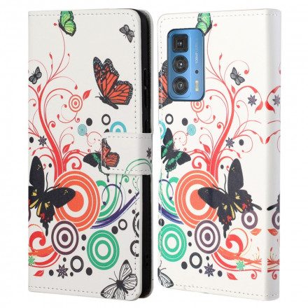Fodral För Motorola Edge 20 Pro Fjärilar Och Blommor