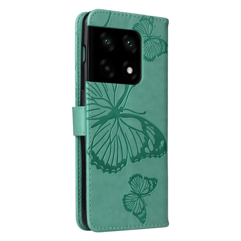 Fodral För OnePlus 10 Pro 5G Med Kedjar Jätte Strappy Fjärilar