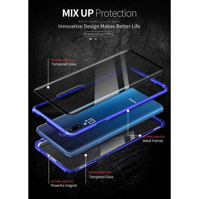 Fodral För OnePlus 7 Pro Härdat Glas Och Metallkanter