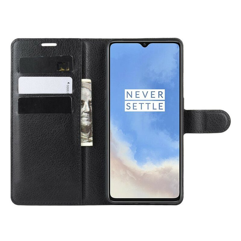 Fodral För OnePlus 7T Premium Litchi Läderstil