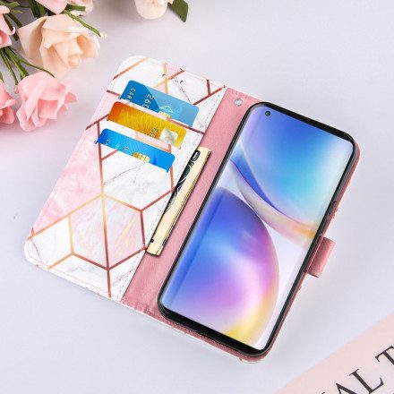 Fodral För OnePlus 9 Pro Med Kedjar Randad Geometrisk Marmor