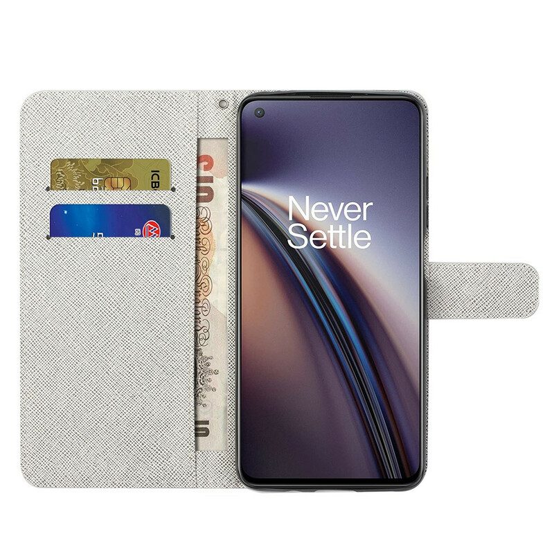 Fodral För OnePlus Nord 2 5G Med Kedjar Lunar Strap Blommor