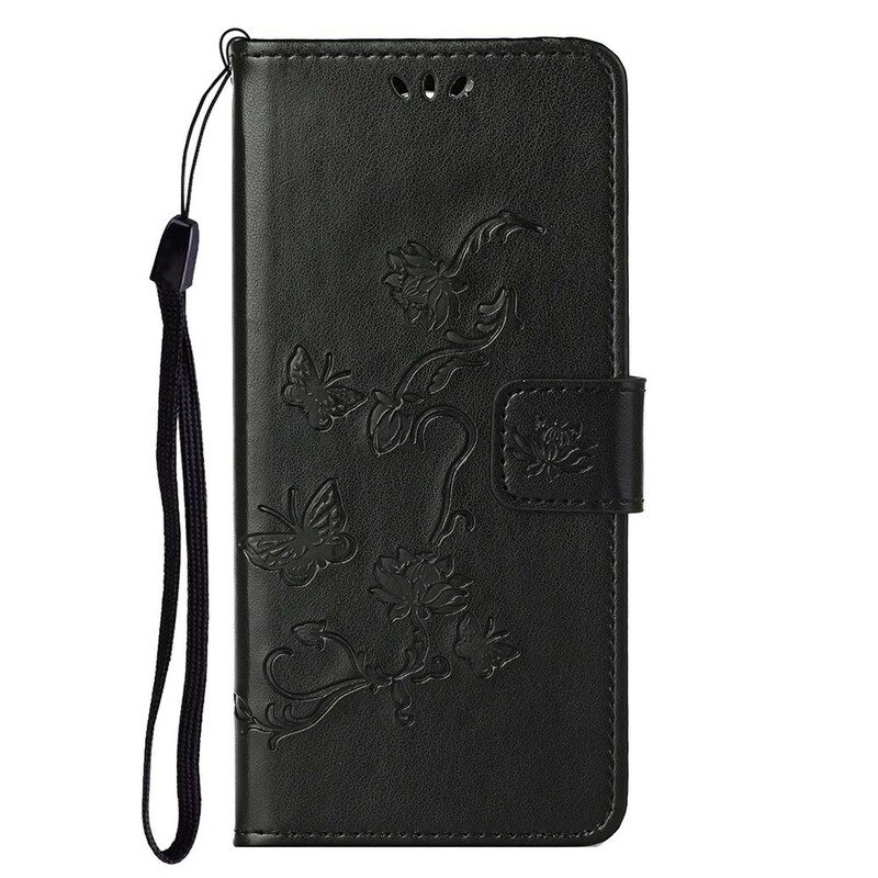 Fodral För OnePlus Nord 2 5G Med Kedjar Thongfjärilar Och Blommor