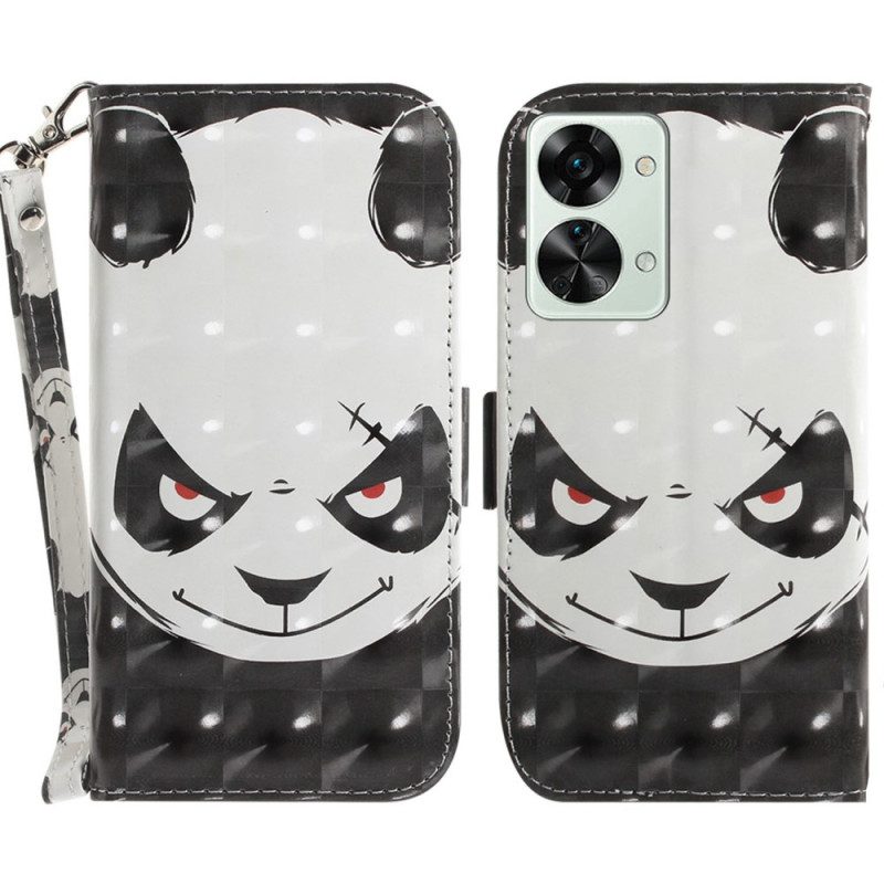 Fodral För OnePlus Nord 2T 5G Med Kedjar Angry Panda Med Rem