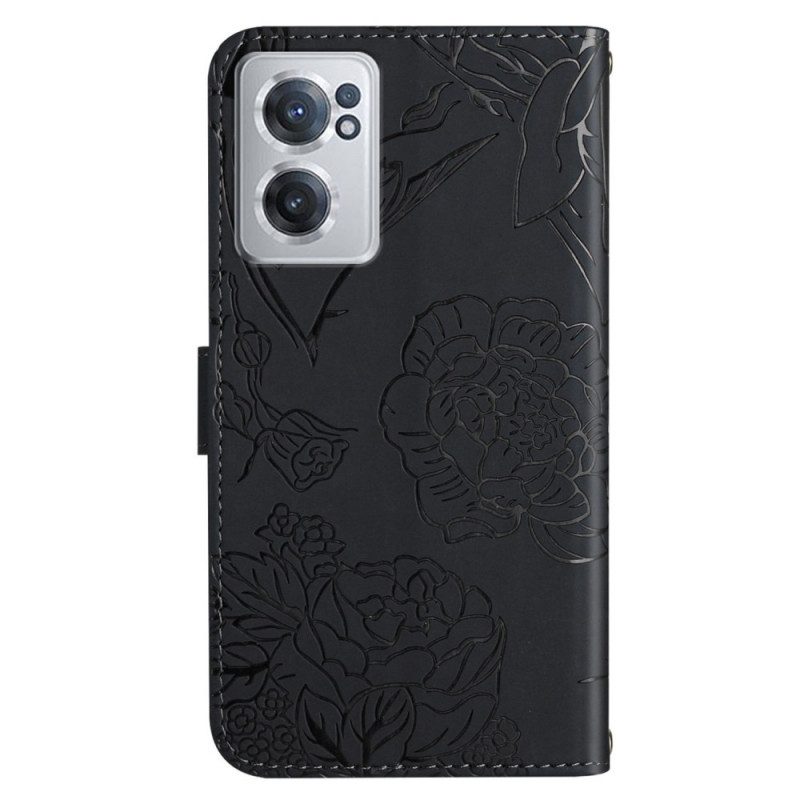 Fodral För OnePlus Nord CE 2 5G Med Kedjar Thongfjärilar Och Blommor