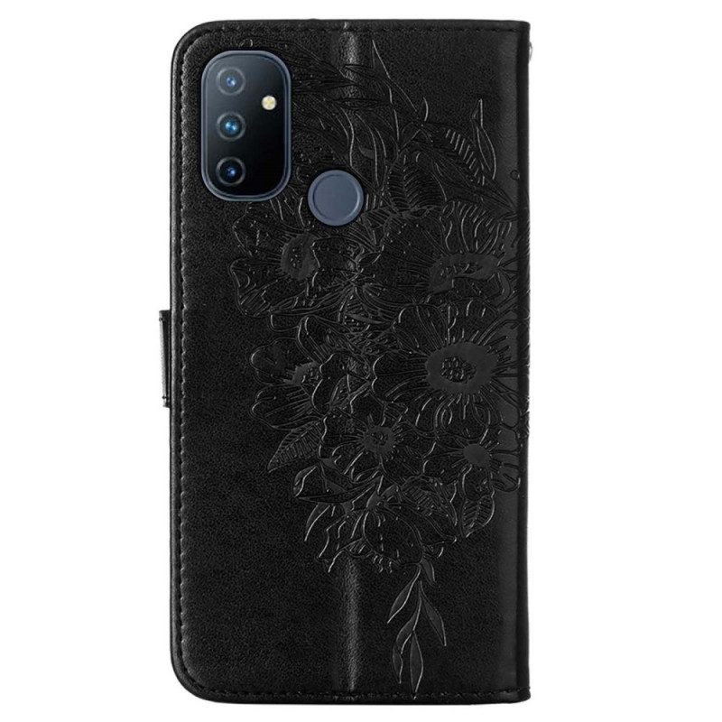 Fodral För OnePlus Nord N100 Med Kedjar Rem Design Butterfly